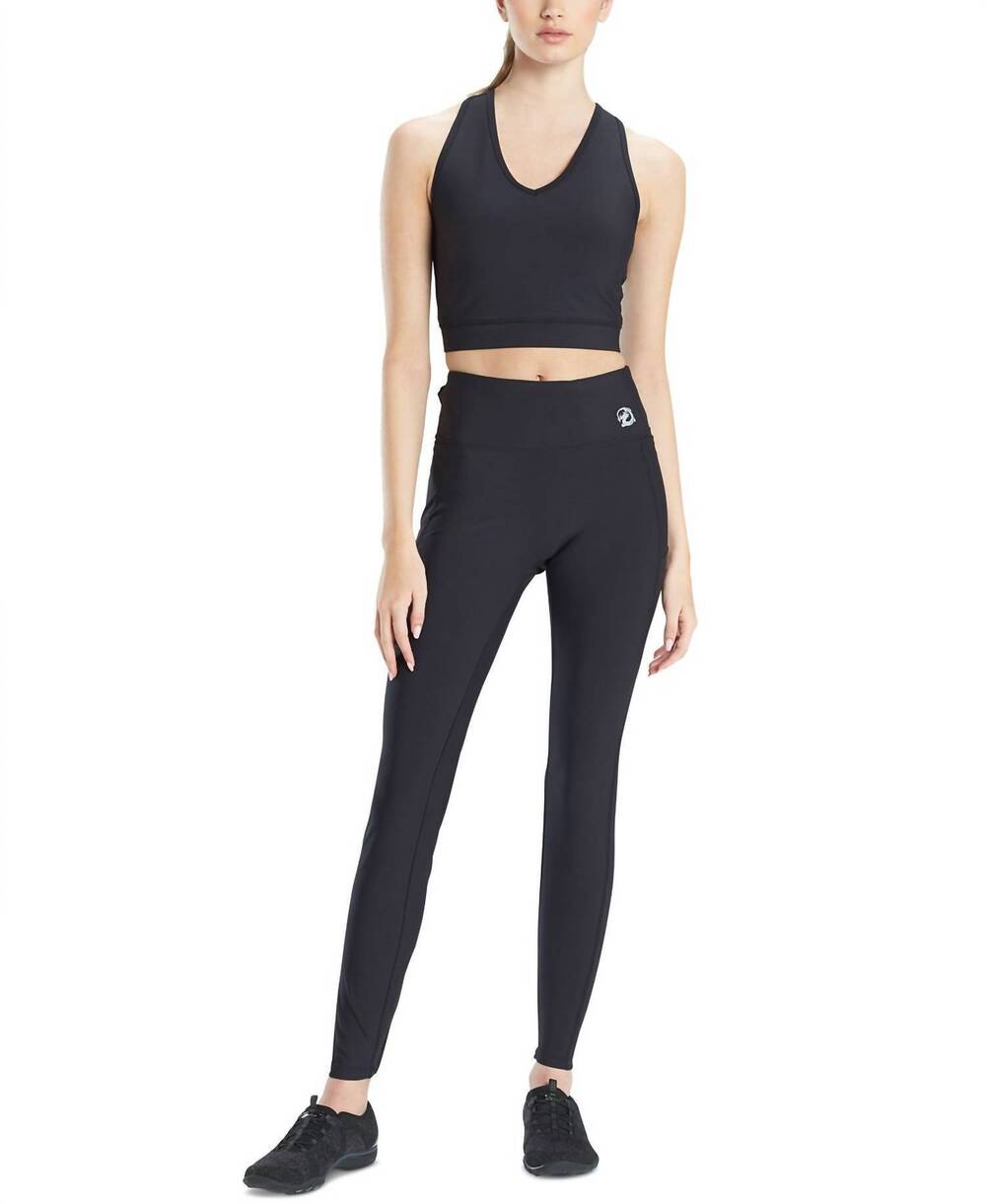NEW JOSIE NATORI active solstice v-neck cropped top in black